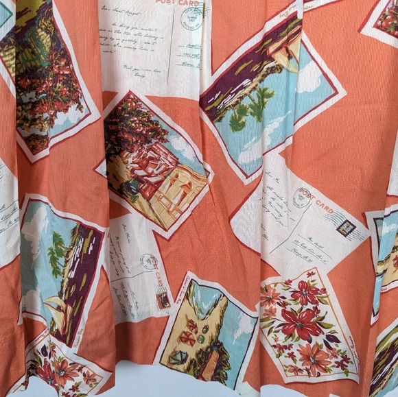 Eddie Bauer 16 VINTAGE 90s Novelty PostCard Tropical Italy Circle Swing Skirt - Picture 7 of 12